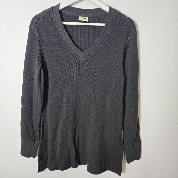 Pact Size XS Brown Organic Cotton Long Sleeve Thermal V-Neck Tunic Top - Picture 1 of 9